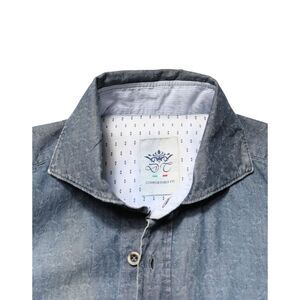 Domenico Tagliente DarkBlue Long Sleeve Collared Denim Men's Shirt